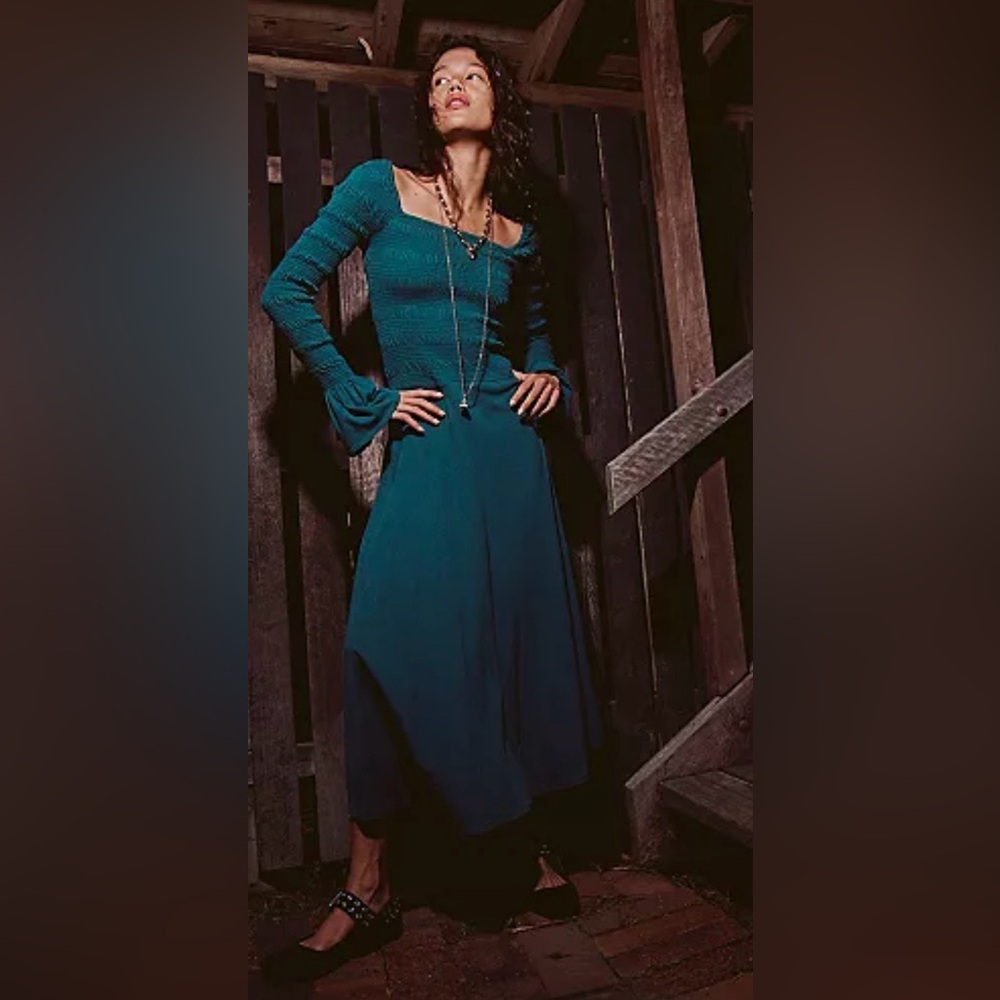 NWT FREE PEOPLE FREE EST KIERA MIDI DRESS PACIFIC